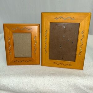Fetco Brown Picture Frame Accents with Aztec‎ Cut Outs Vintage